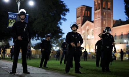 Police in riot gear on campus