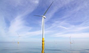 Wind turbines on the Kentish Flats offshore windfarm, near Whitstable and Herne Bay.