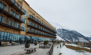 Rooms Hotel, in the Kazbegi national park in the Caucasus Mountains.