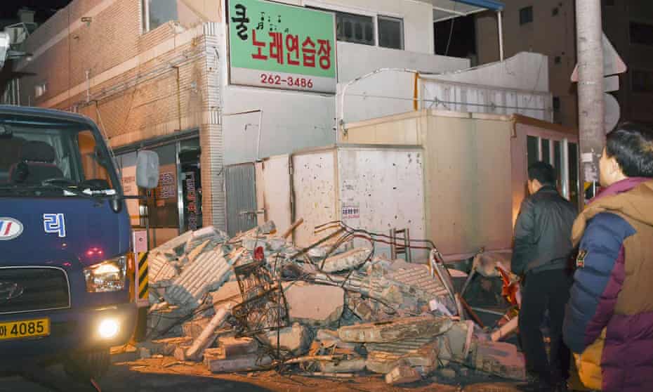 The aftermath of an earthquake in Pohang, South Korea, in November 2017