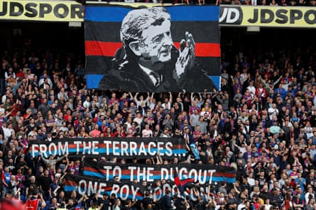 Crystal Palace fans show their appreciation of Roy Hodgson in May 2018.