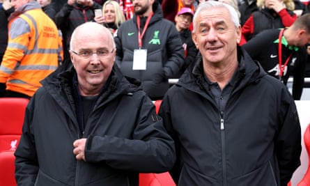 Sven-Göran Eriksson on the touchline with co-manager Ian Rush.
