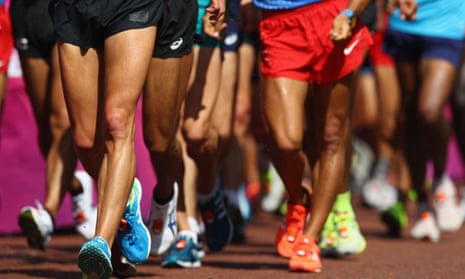 Speed walkers in London compete at the World Athletics Championships.
