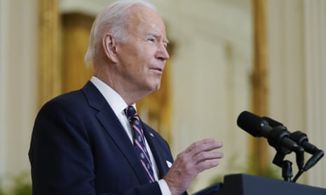 Joe Biden speaks about Ukraine in the East Room of the White House.