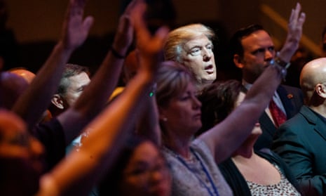 Donald Trump at an evangelical Christian service in 2016.