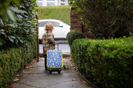 Harriet and Cameron Baker’s son Teddy (2) prepares to move to Perth, Dunedin, New Zealand.