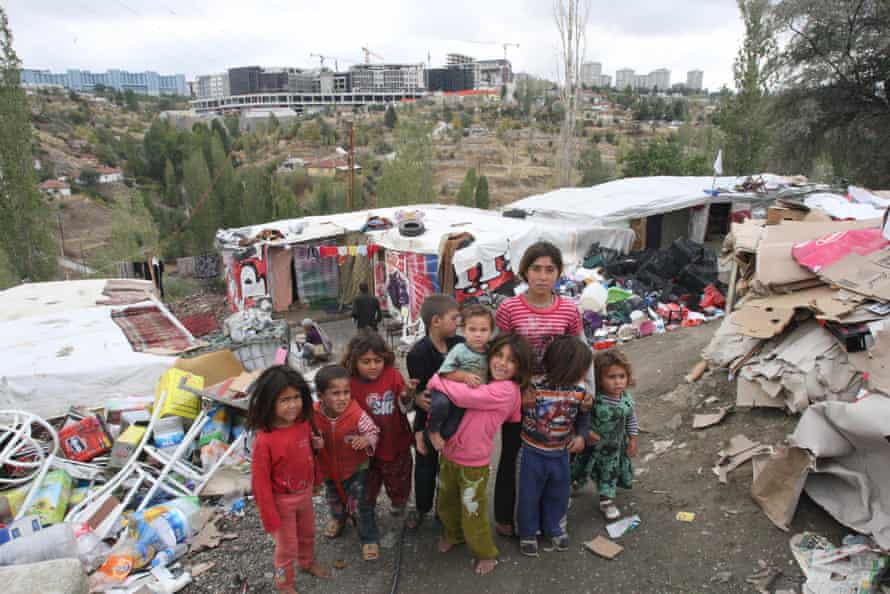 Syrian child refugees at a makeshift camp in Ankara.