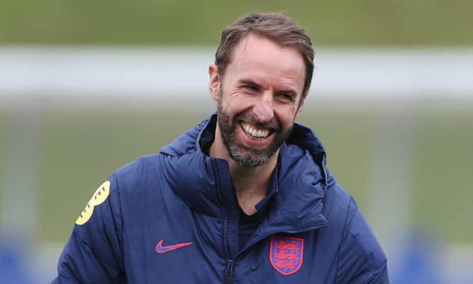 Gareth Southgate at England training on Thursday in preparation for Friday’s World Cup qualifier at home to Albania.