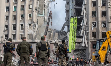 destroyed part of a building in Ukraine