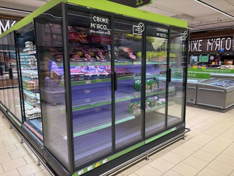 Empty shelves at the supermarket.