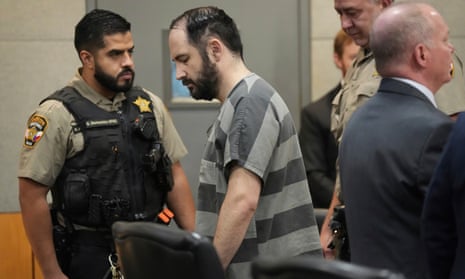 Daniel Perry returns to his chair after being sentenced to 25 years for the murder of Garrett Foster in Austin, Texas, on Wednesday.
