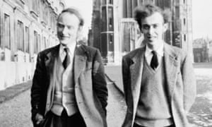 Francis Crick and James Watson, co-discoverers of the double-helix structure of DNA, in Cambridge.