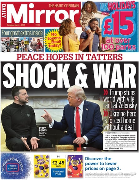 Daily Mirror front page, Saturday 1 March 2025