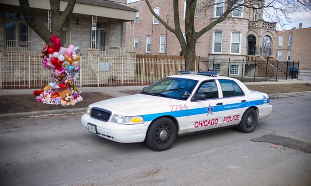 A memorial to a murdered child in Chicago, where ‘gunfire is now so common dogs are said to have stopped barking at it’