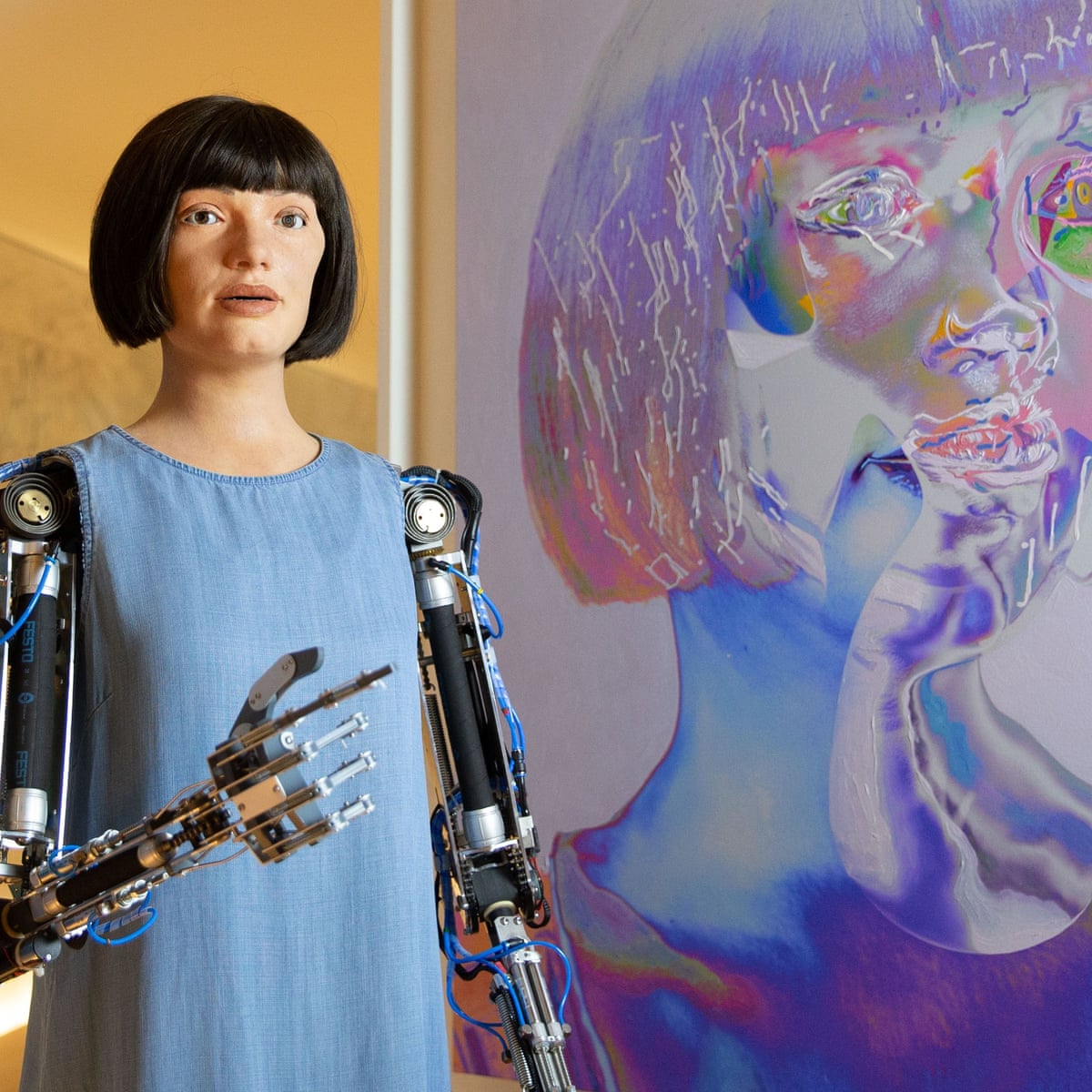 Ai Da The Robot Painter Iranian Epics And A Gaze At God The Week In Art Art The Guardian Ai Da The Robot Painter Iranian Epics And A Gaze At God The Week In Art Art The Guardian
