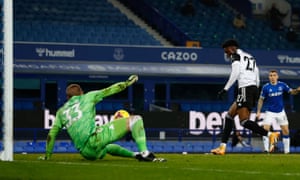 Fulham’s Josh Maja scores their side’s second goal.