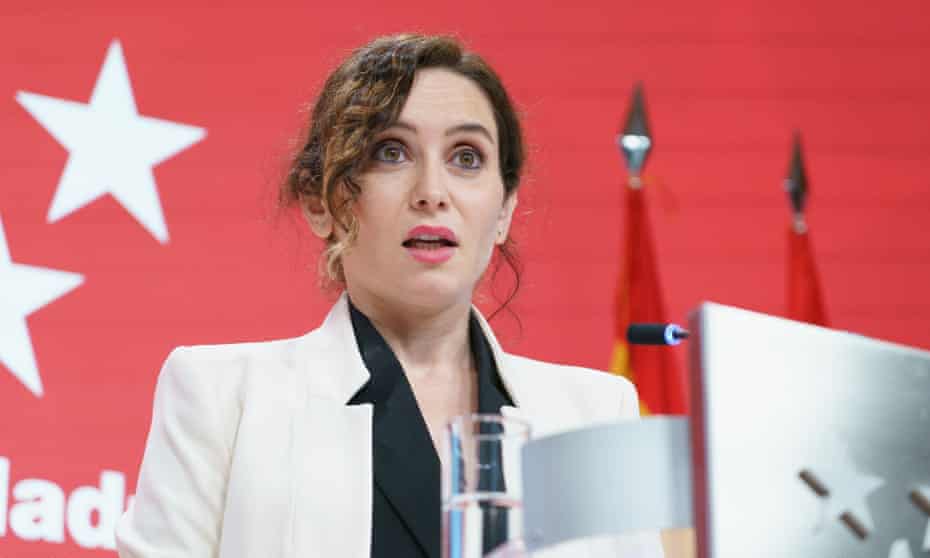 Regional president Isabel Díaz Ayuso, during a press conference in Madrid, Spain.