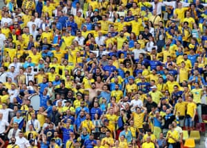 Ukraine fans in the stands.