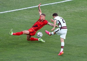 Diogo Jota of Portugal shoots wide.