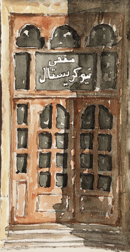 These panels of wood and glass were the entrance of one of the oldest traditional coffee houses on the corniche, which was completely demolished this year. The Arabic writing says Maqha New Crystal – or the coffee house of new crystal. My personal experience with this place is that it was where I first met the French artist Julien Solé while he was drawing inside.