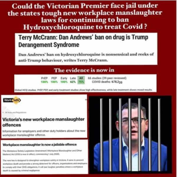 A Craig Kelly Facebook post advocating the use of hydroxychloroquine to treat coronavirus.