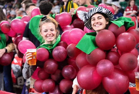Bordeaux fans dressed as bunches of grapes