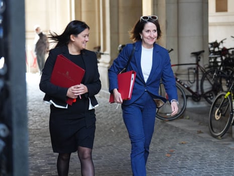 Lisa Nandy (left) with Liz Kendall arriving in Downing Street for cabinet this morning.