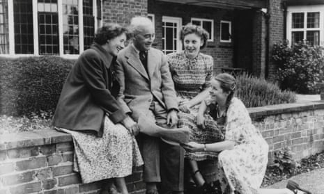 Enid Blyton with her husband Kenneth Waters and daughters Imogen and Gillian at their home in Beaconsfield in 1949