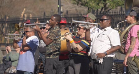 A New Orleans street band in For the Record.