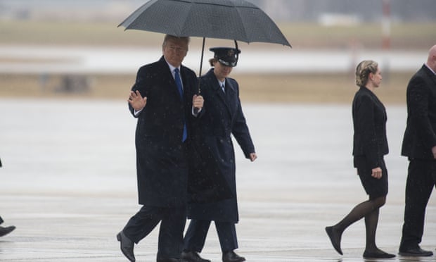 Donald Trump waves as he walks towards Air Force One on Monday.