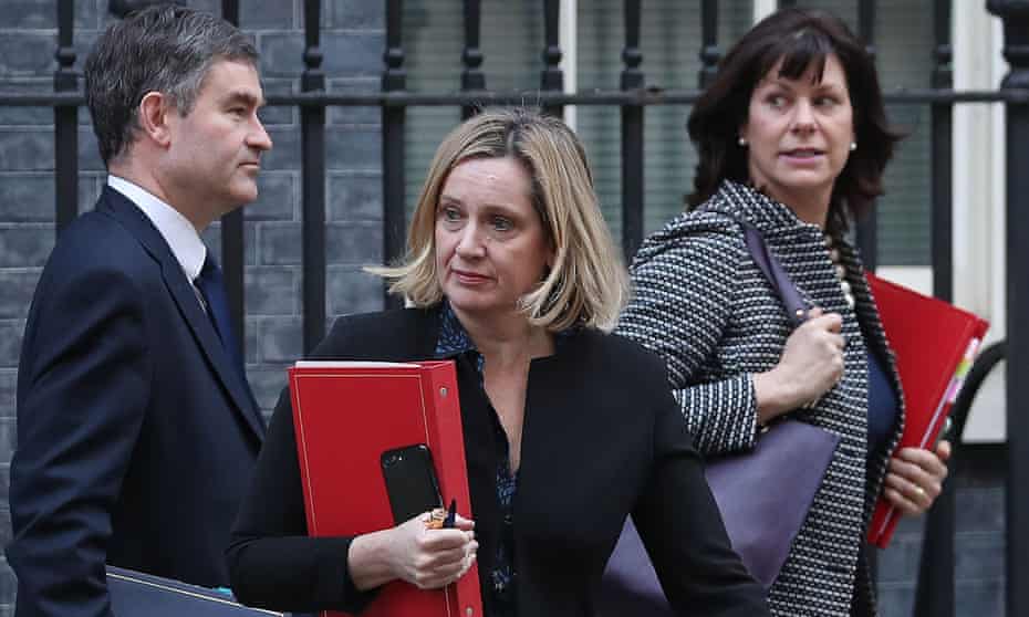 David Gauke, Amber Rudd and Claire Perry leave a cabinet meeting