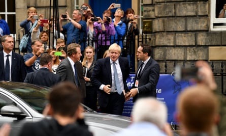 Boris Johnson arrives for a meeting with Nicola Sturgeon in Edinburgh