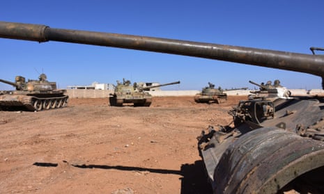 Syrian tanks on the eastern outskirts of Aleppo.