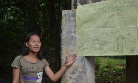 Vanessa Flores talking about climate change at the Apu Palamguwan Cultural Education Center in Mindanao, Philippines.