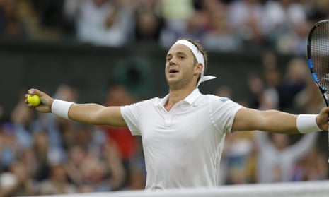 Marcus Willis savours the applause after winning his first game of the match.