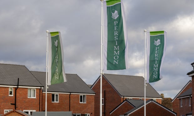 A Persimmon development in Wiltshire with Persimmon flags and new homes
