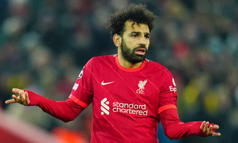 Mohamed Salah reacts during Liverpool’s Champions League game at home to Internazionale this week.