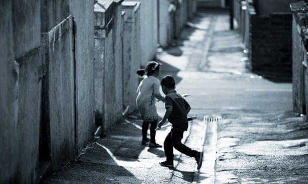 Children playing in deprived area
