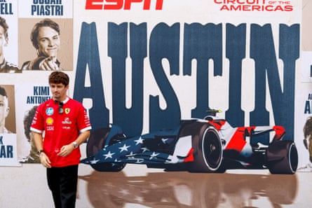 Ferrari’s Charles Leclerc arrives at the Circuit of the Americas, in Austin, Texas.