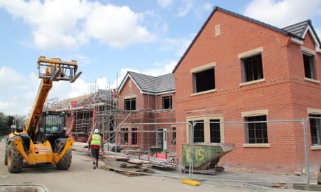 New homes constructed on UK building site, Derbyshire, Britain