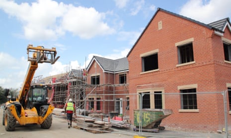 New homes constructed on UK building site in Derbyshire, Britain