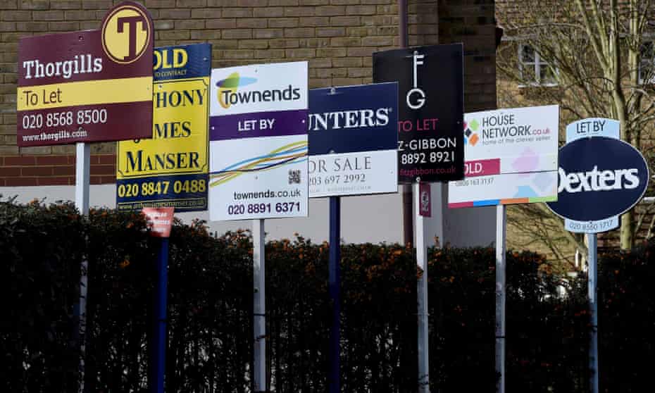 Row of estate agent signs