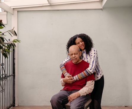 Portrait of Donald Franklin, 81, and his daughter Kelly Franklin, 39. Kellye, Donald’s primary care taker, has an AI surveillance system installed in her house to help monitor her dad who has dementia.