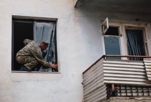 Man repairs windows