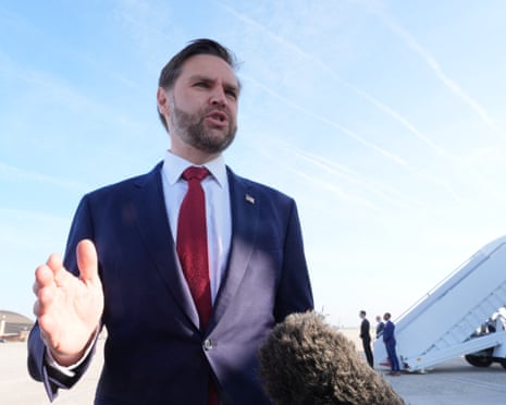 JD Vance speaks to reporters before boarding Air Force Two to Pakistan