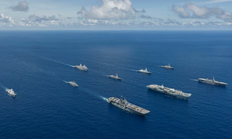 Japanese, US and UK warships during joint training exercises in the Pacific last year