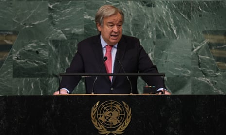 António Guterres addresses the UN general assembly.