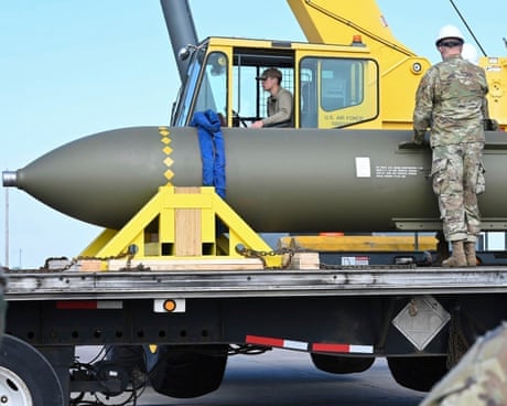 A file image from 2023 of a GBU-57 bomb at Whiteman air base in Missouri.