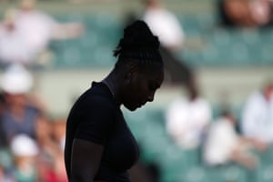 Serena Williams looks like sheâs reflecting the mood on Philippe Chatrier