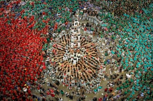 Castellers de Sants with their tower.
